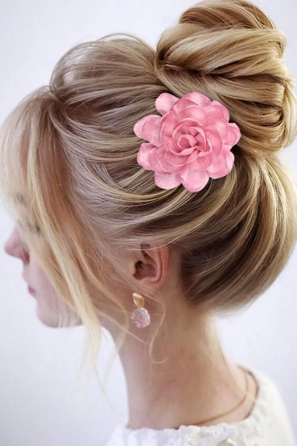 Handmade Satin Fabric Flower Brooches Lapel Pins for Women Vintage Elegant Flower Brooch Hair Clip Pins Wedding Party Dance Dress Clothes Accessories