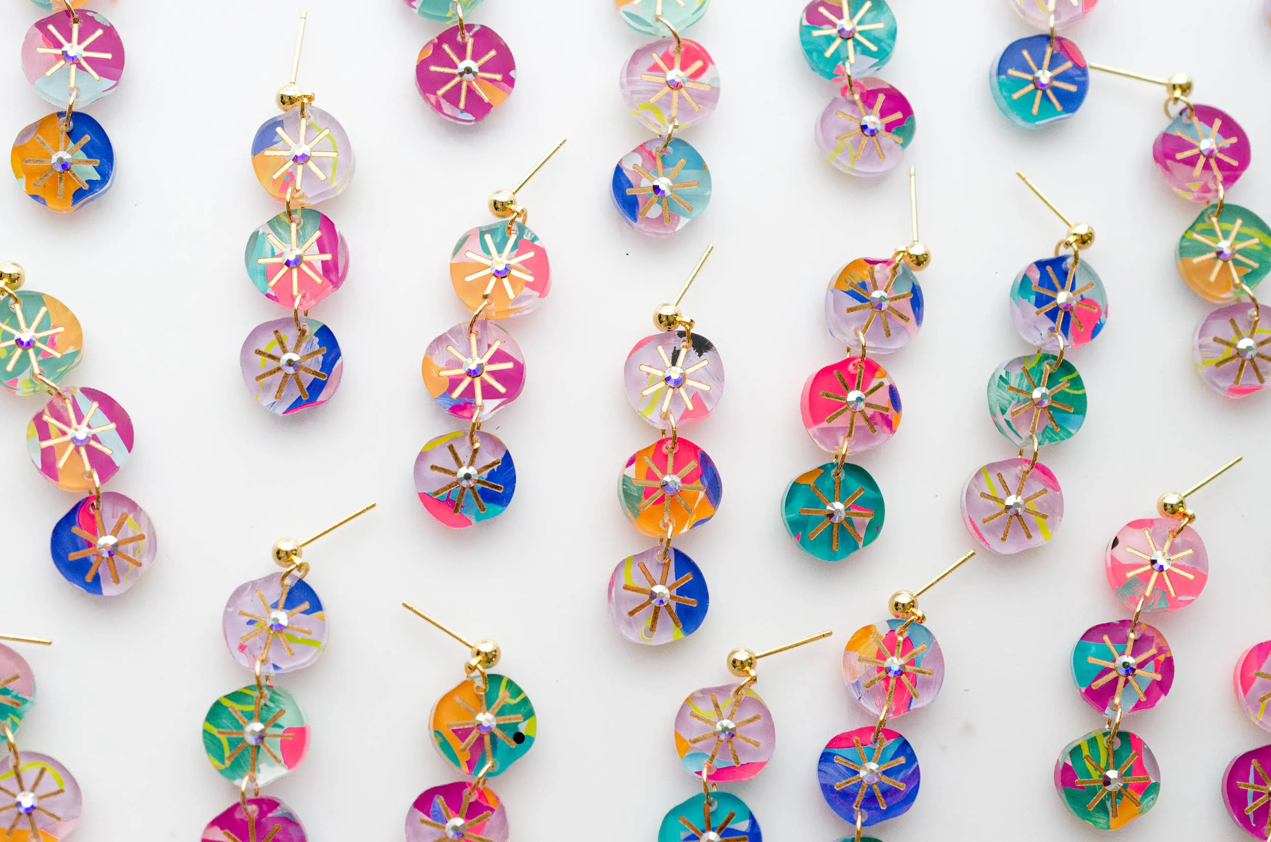Handpainted Colorful Abstract Dangle Earrings by Jill Makes