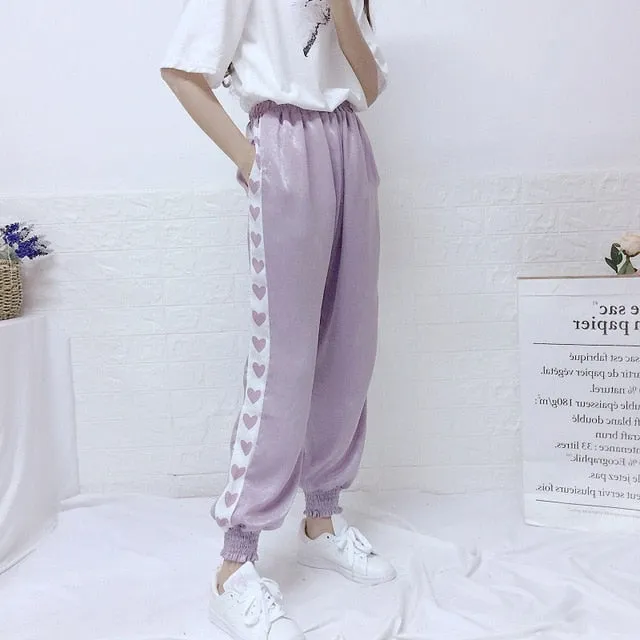 Harajuku Kawaii Line Of Hearts Pastel Pants