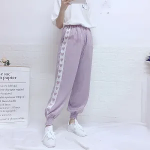 Harajuku Kawaii Line Of Hearts Pastel Pants