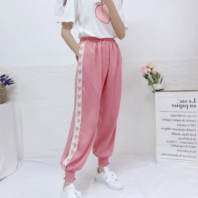 Harajuku Kawaii Line Of Hearts Pastel Pants