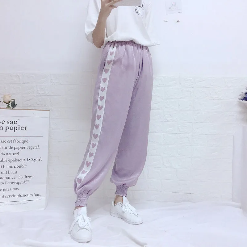 Harajuku Kawaii Line Of Hearts Pastel Pants