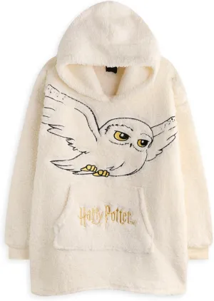 Harry Potter Girls Wearable Blanket Hoodie | Childrens Hooded Sherpa Fleece Pullover HP Hogwarts | Kids Sherpa Lined