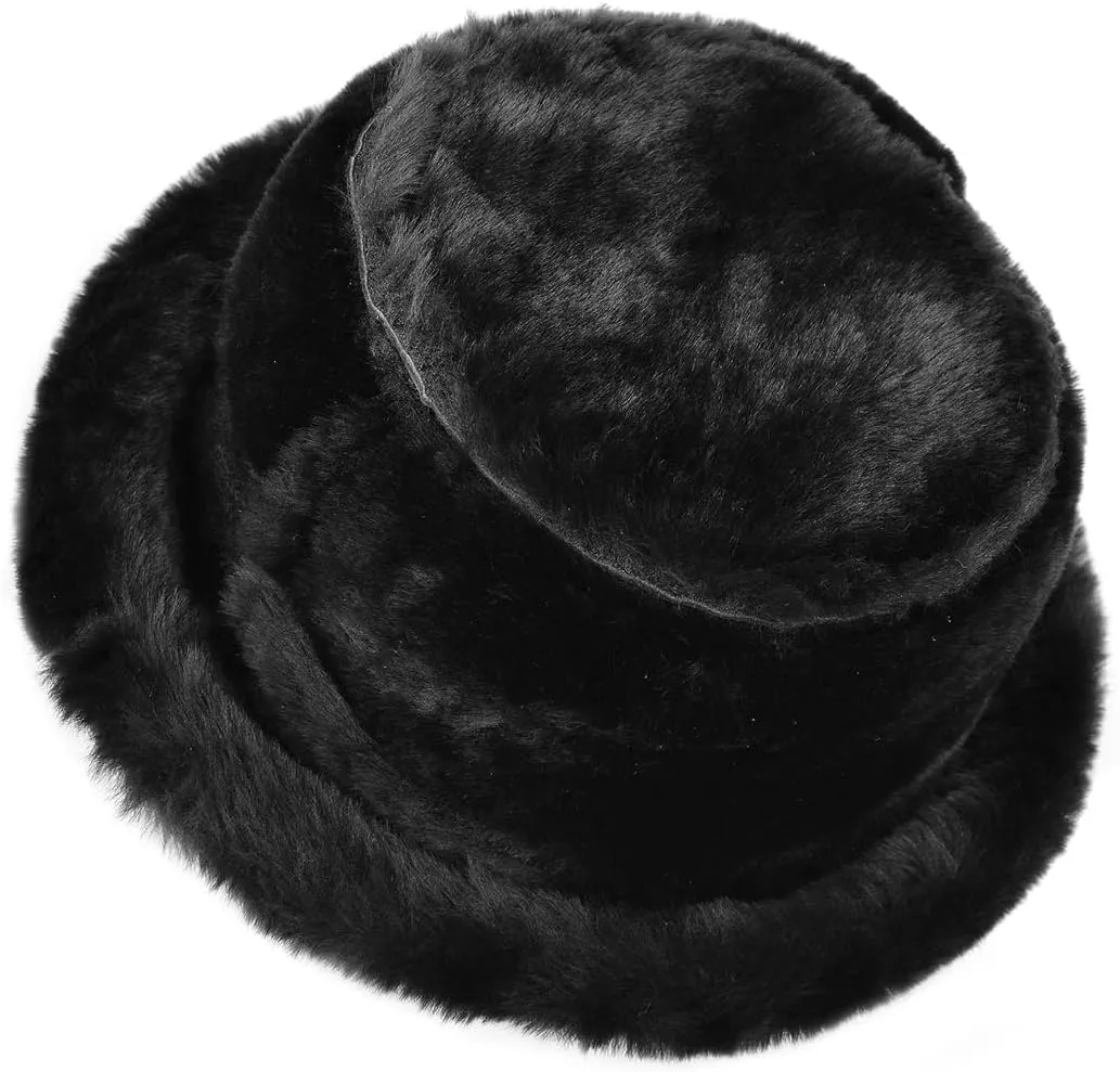 Harssidanzar Mens and Womens Winter Shearling Bucket Hat Lambskin Leather Warm Fisherman Cap CU608US