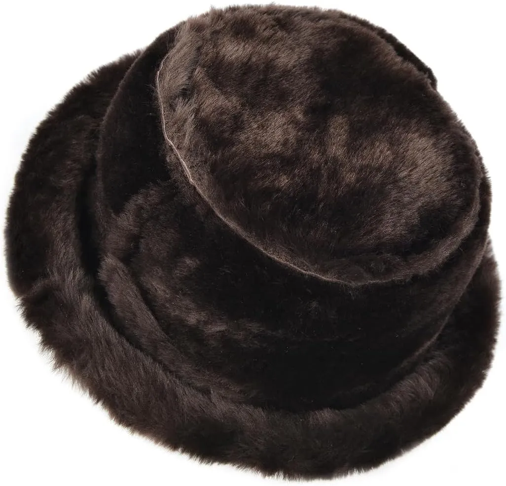 Harssidanzar Mens and Womens Winter Shearling Bucket Hat Lambskin Leather Warm Fisherman Cap CU608US