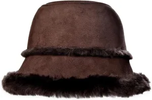 Harssidanzar Mens and Womens Winter Shearling Bucket Hat Lambskin Leather Warm Fisherman Cap CU608US
