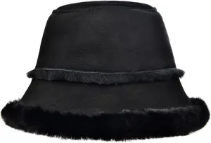 Harssidanzar Mens and Womens Winter Shearling Bucket Hat Lambskin Leather Warm Fisherman Cap CU608US