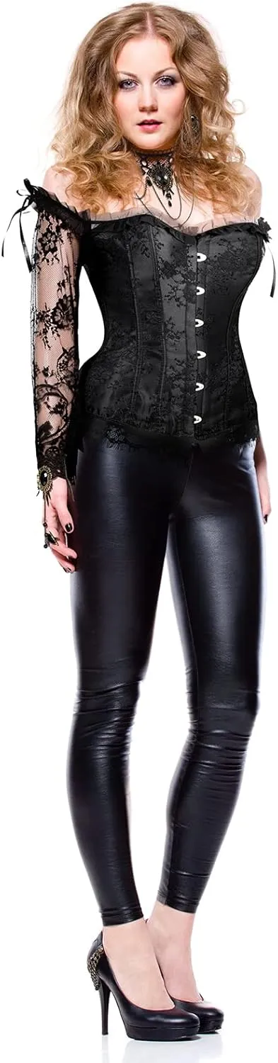 Haysandy Halloween Women Gothic Punk Vampire Accessories Corset Tops with Sleeve Corset Lace Choker Necklace Bracelet Earring