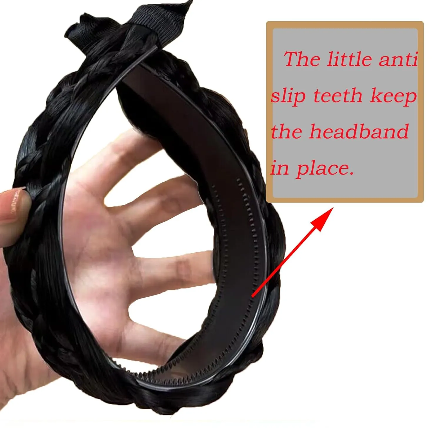 Headband 5 Strands Synthetic Hair Plaited Headband Braid Braided With Teeth Hair Band Beauty accessory Stretch Braid Headbands Hairpiece for Women (Black brown-Style 2)