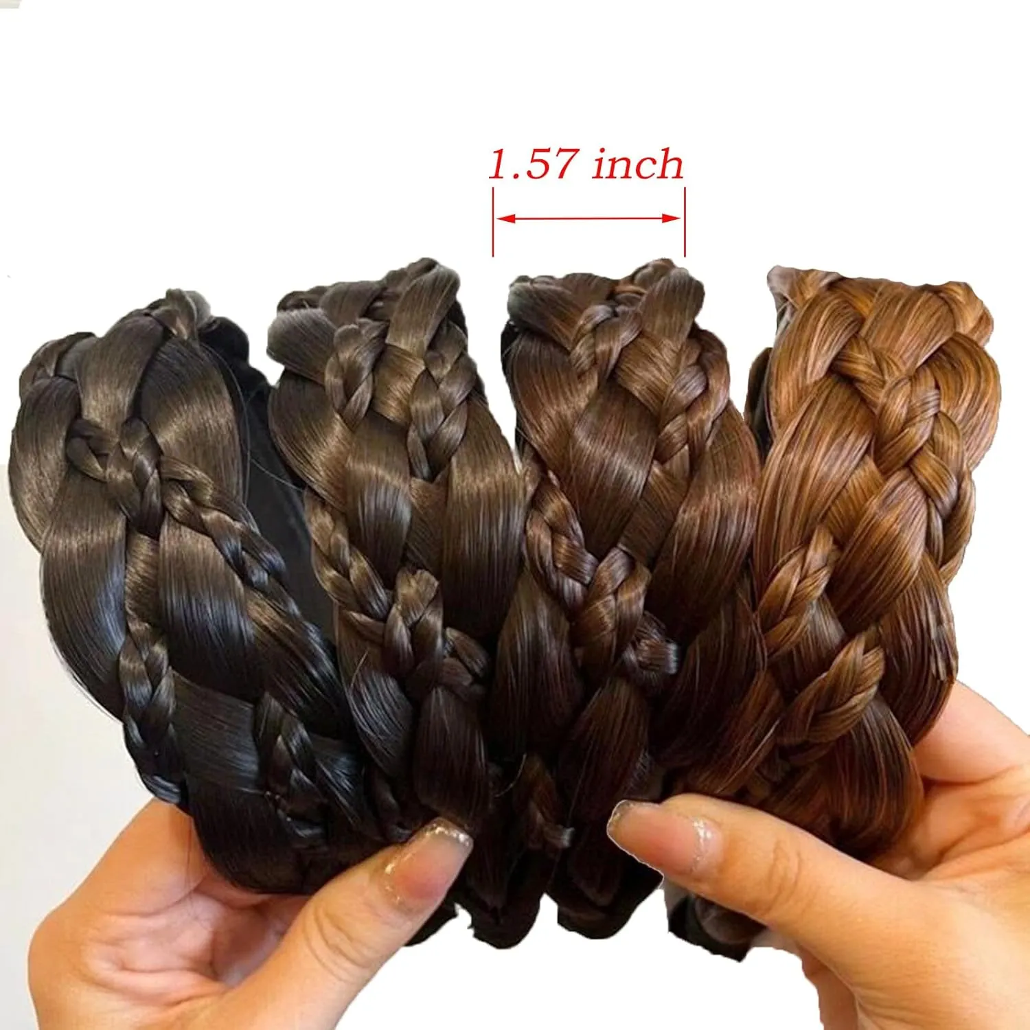 Headband 5 Strands Synthetic Hair Plaited Headband Braid Braided With Teeth Hair Band Beauty accessory Stretch Braid Headbands Hairpiece for Women (Black-Style 2)
