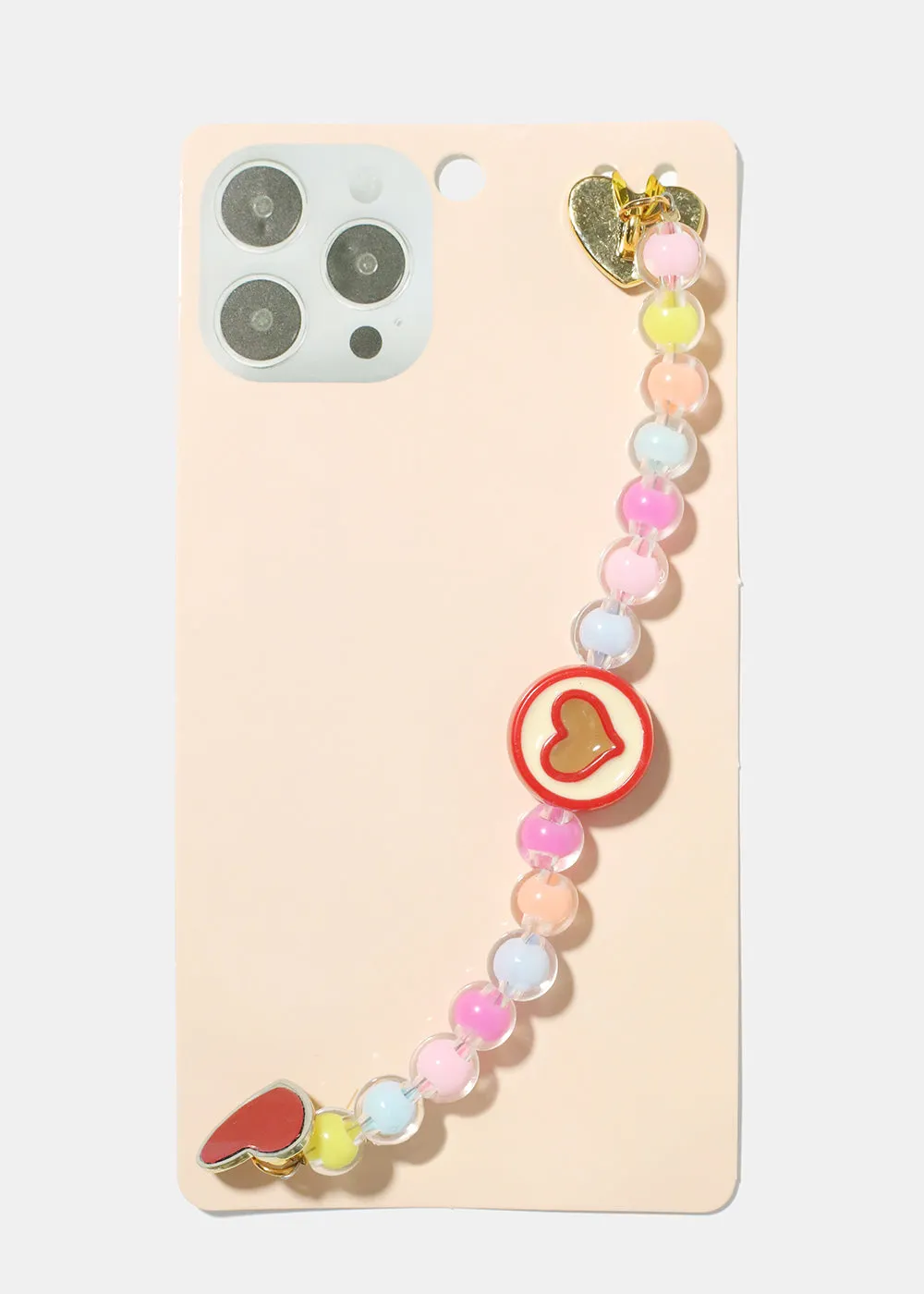 Heart & Bead Phone Strap