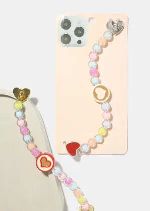 Heart & Bead Phone Strap