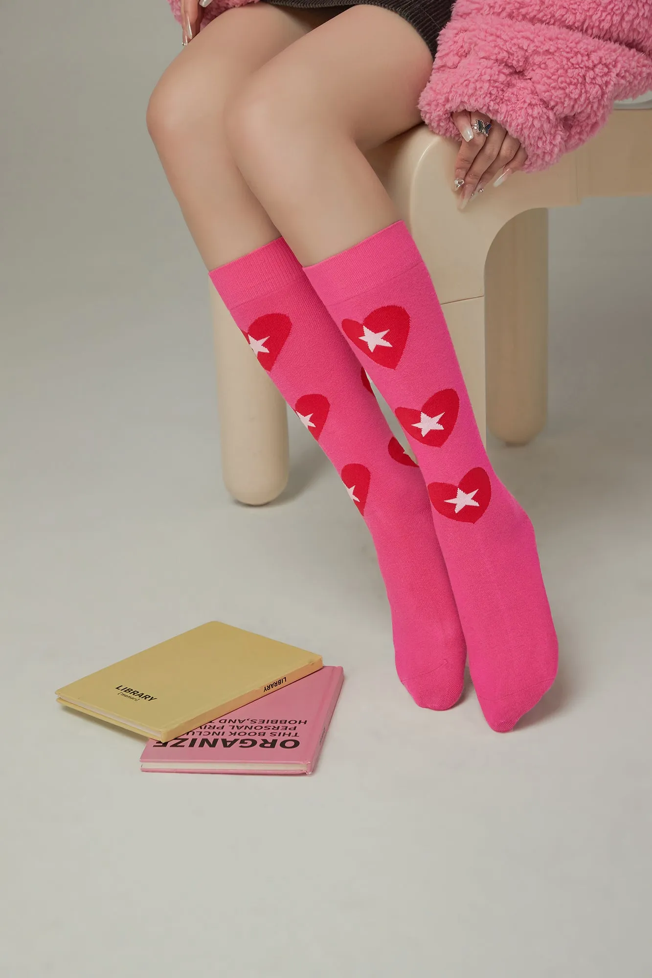 Heart Color Matching Knee Socks