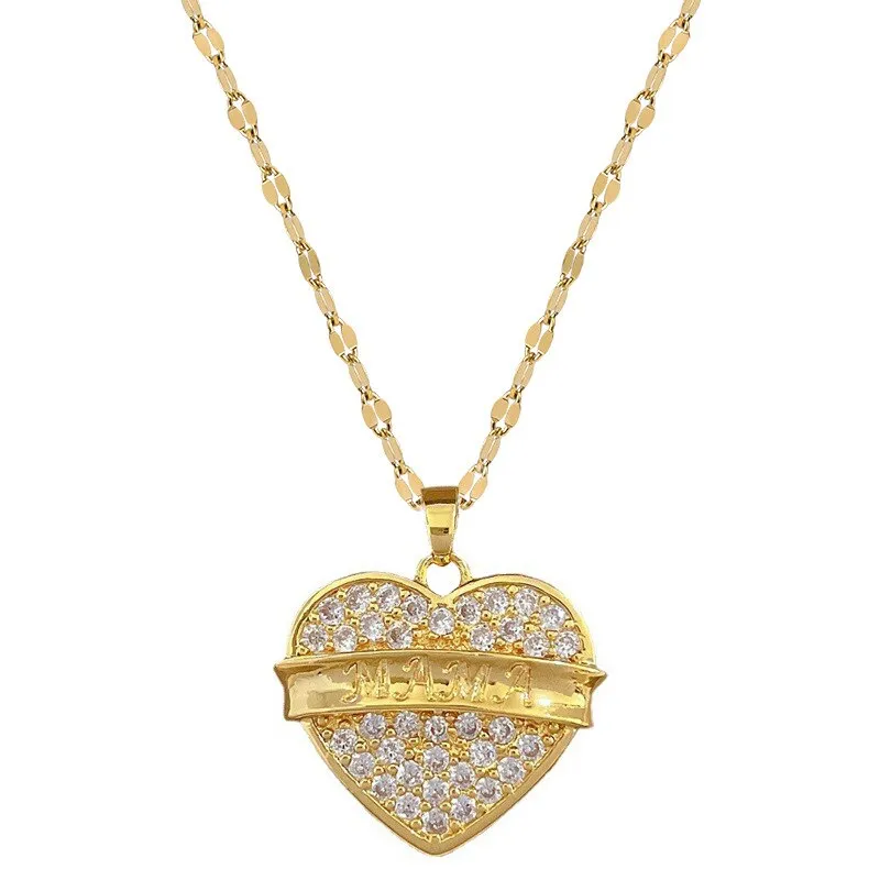 Heart MAMA Letter Pendant Necklace For Women Girl New Trend Neck Chain