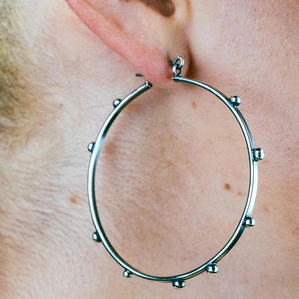 Hellhound Studded Orb Hoops | Made to Order