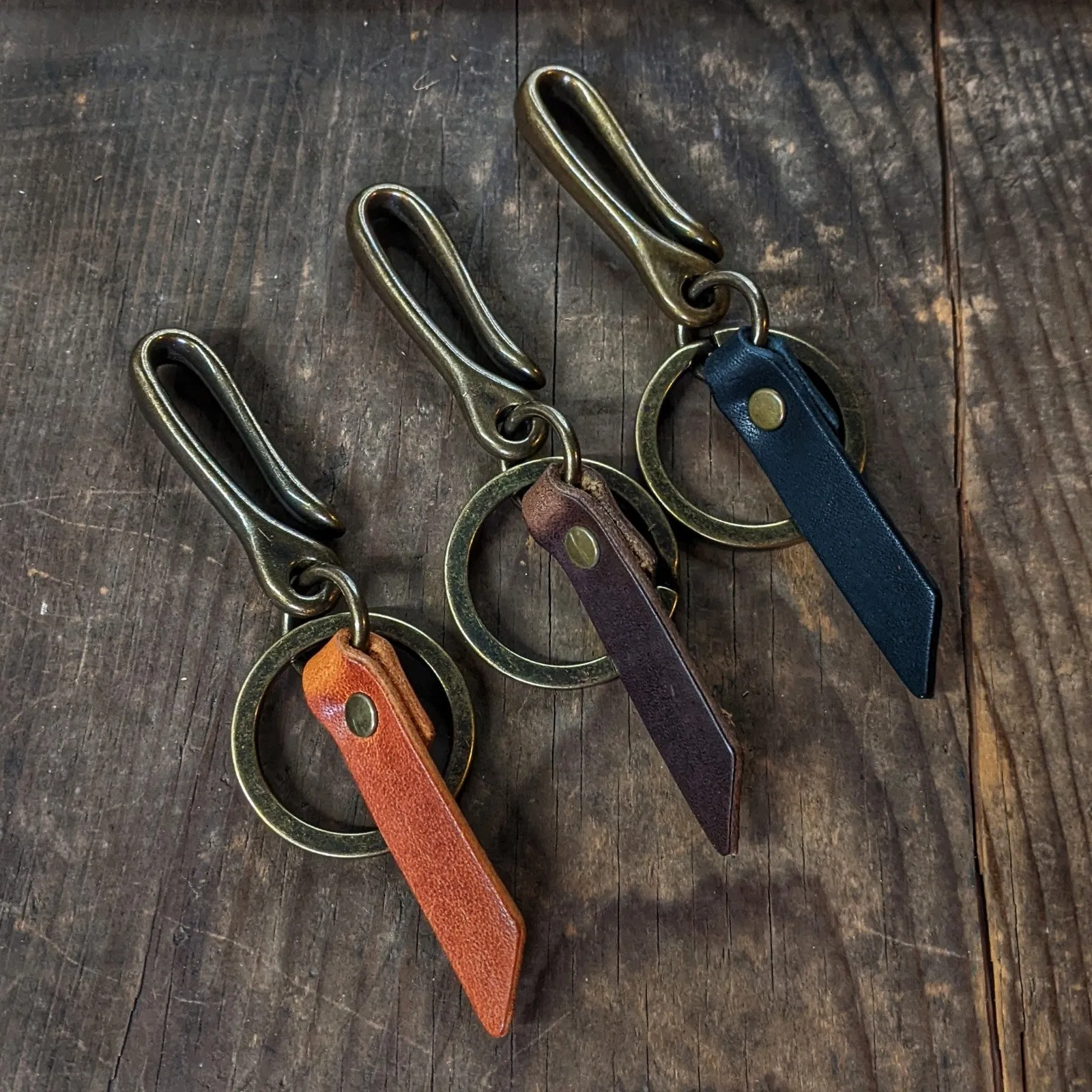 Hemlock - Mini Japanese Fish Hook Personalized Horween Leather Keychain