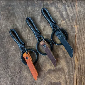Hemlock - Mini Japanese Fish Hook Personalized Horween Leather Keychain