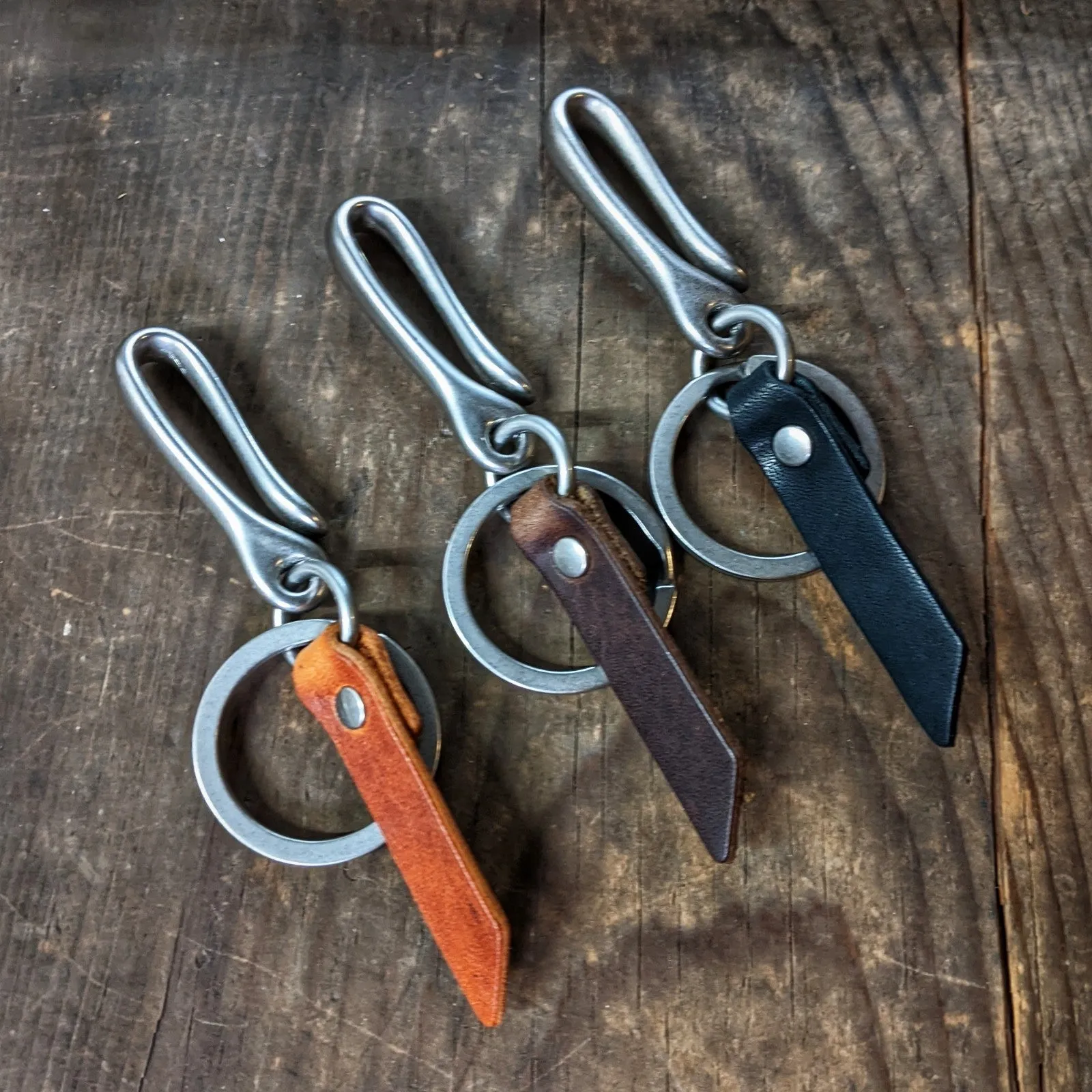 Hemlock - Mini Japanese Fish Hook Personalized Horween Leather Keychain