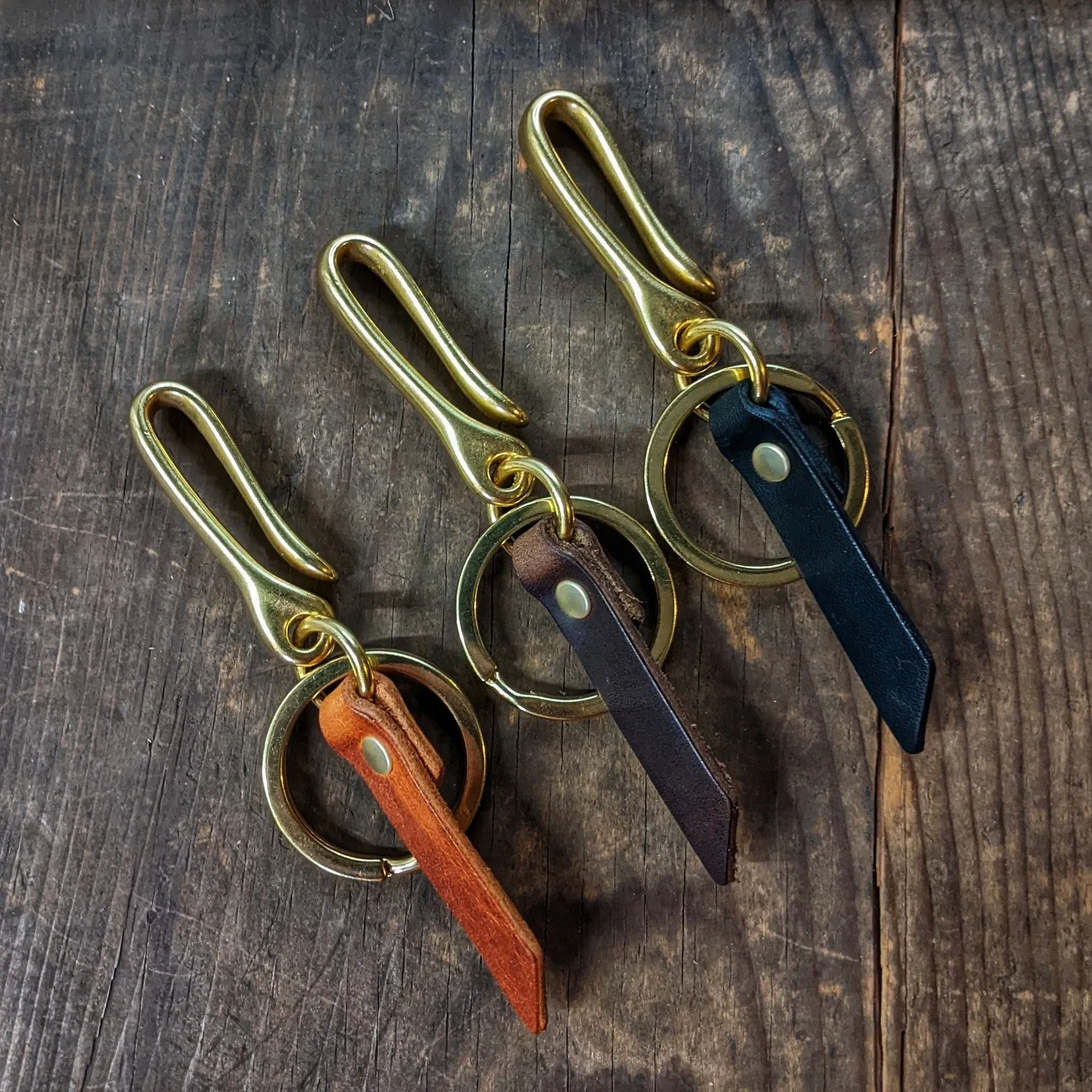 Hemlock - Mini Japanese Fish Hook Personalized Horween Leather Keychain