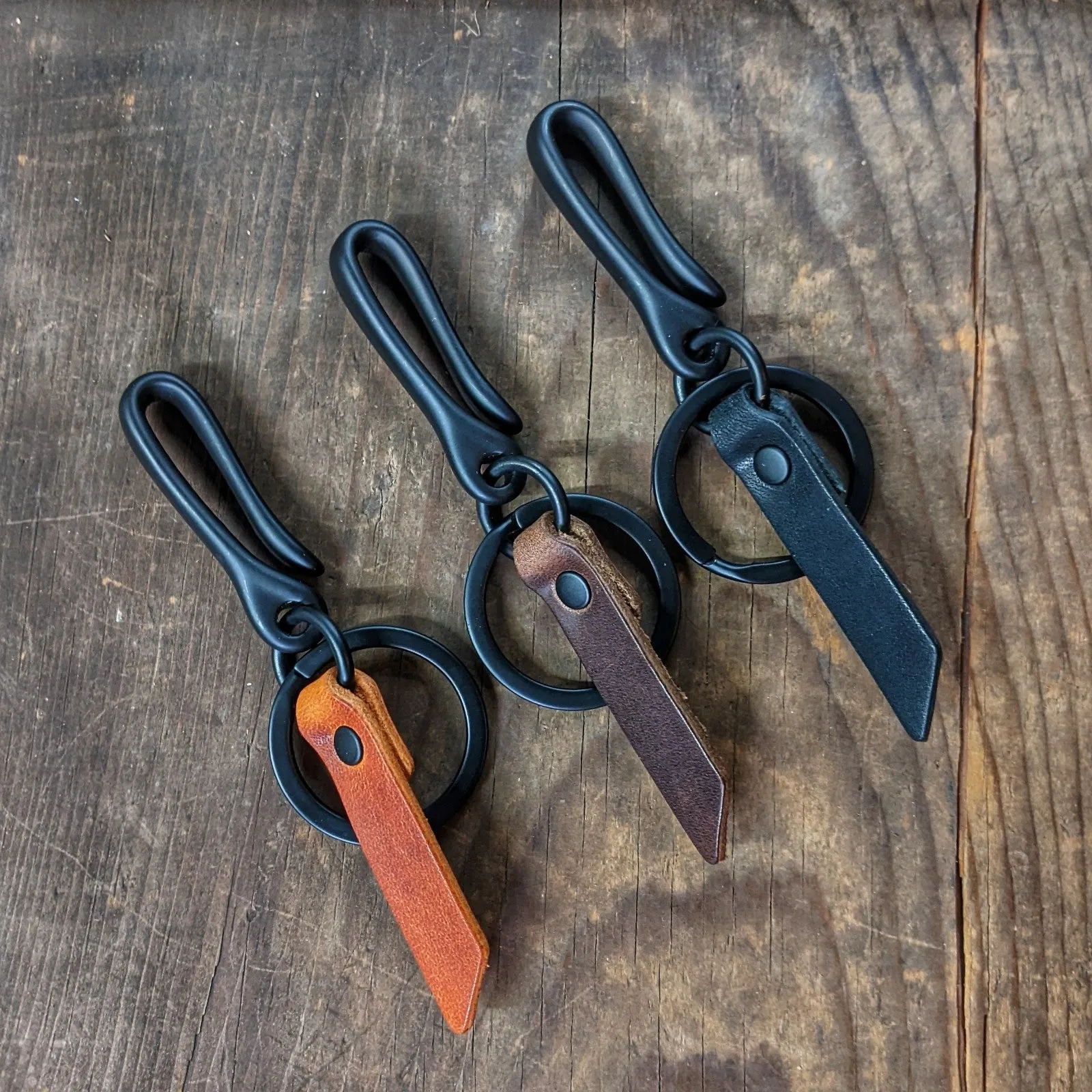 Hemlock - Mini Japanese Fish Hook Personalized Horween Leather Keychain