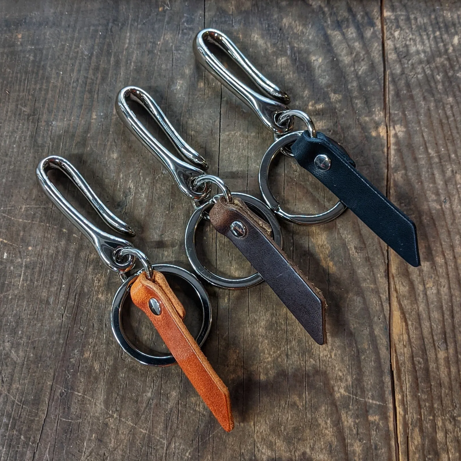 Hemlock - Mini Japanese Fish Hook Personalized Horween Leather Keychain