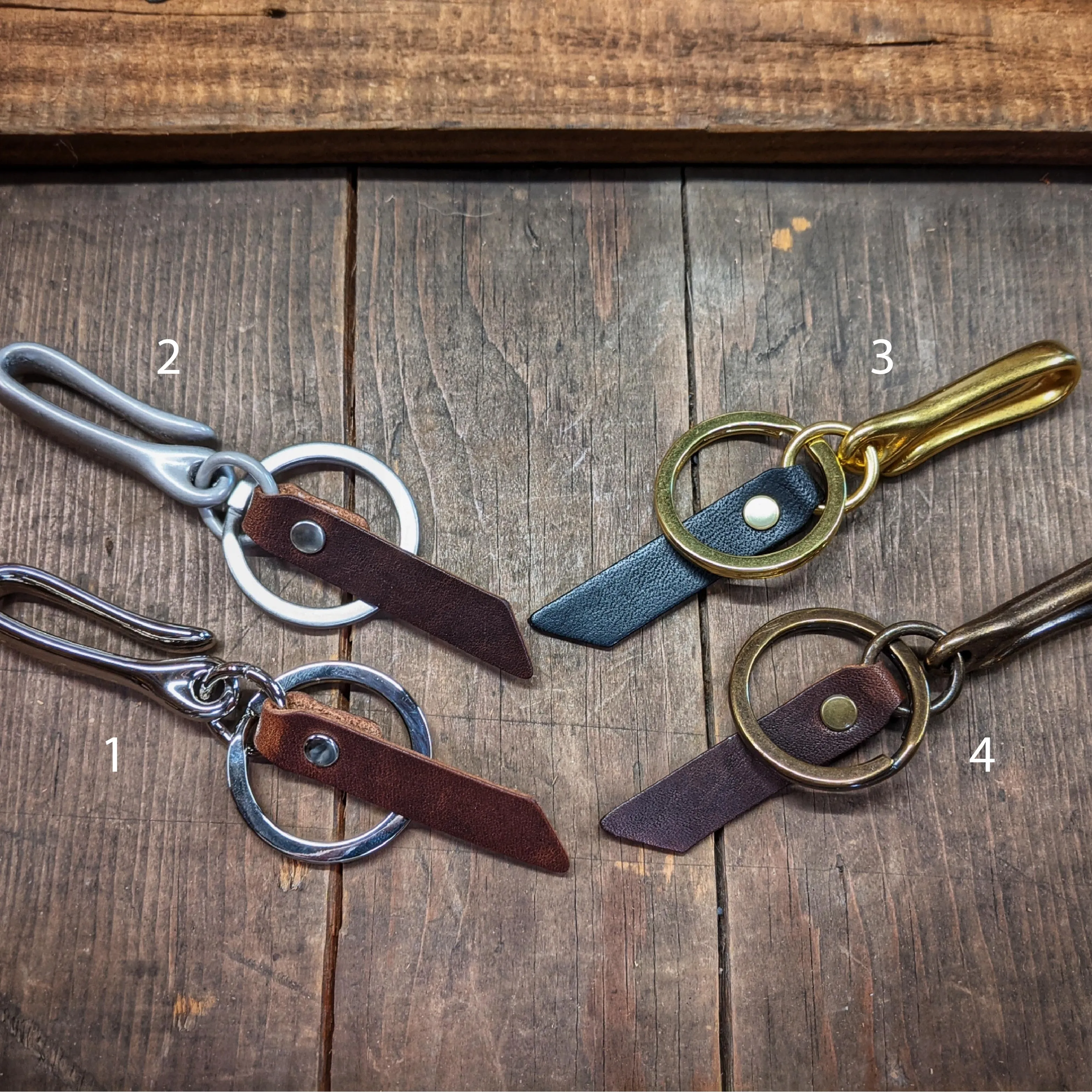Hemlock - Mini Japanese Fish Hook Personalized Horween Leather Keychain