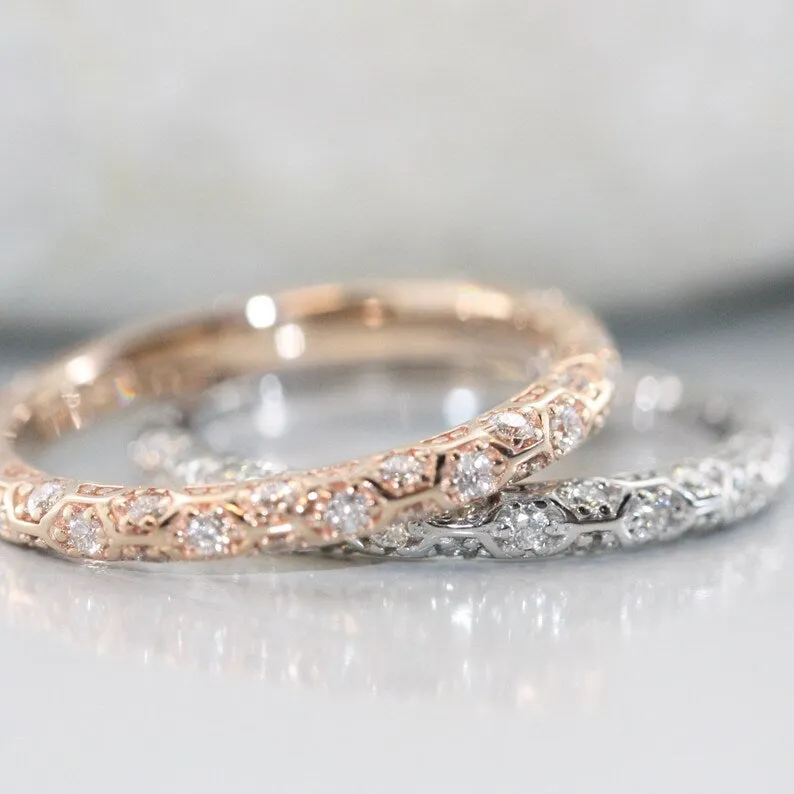 Hexagon Diamond Eternity Ring in 14K Gold