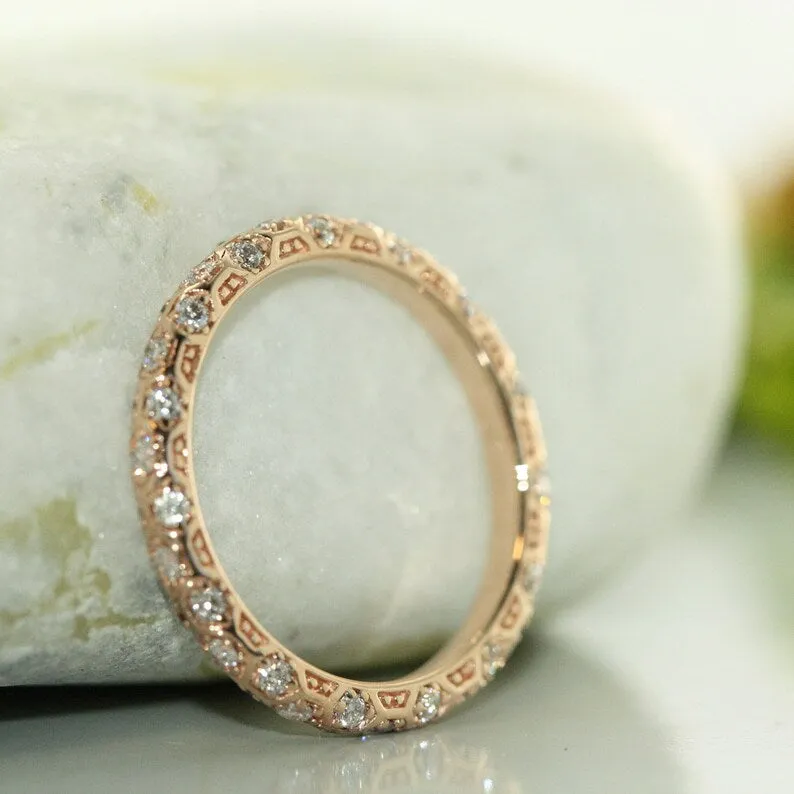 Hexagon Diamond Eternity Ring in 14K Gold