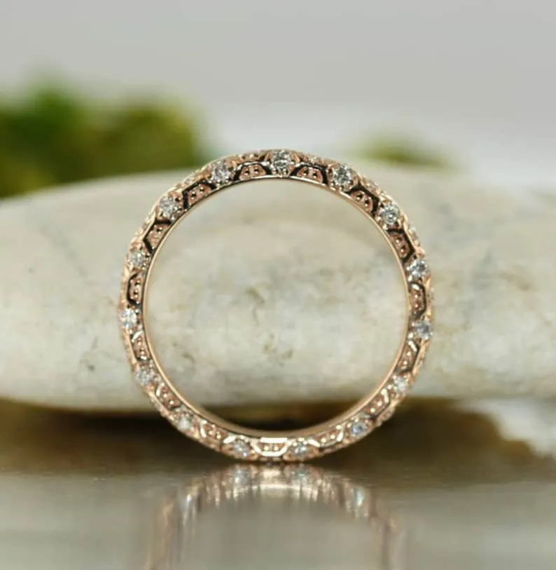 Hexagon Diamond Eternity Ring in 14K Gold