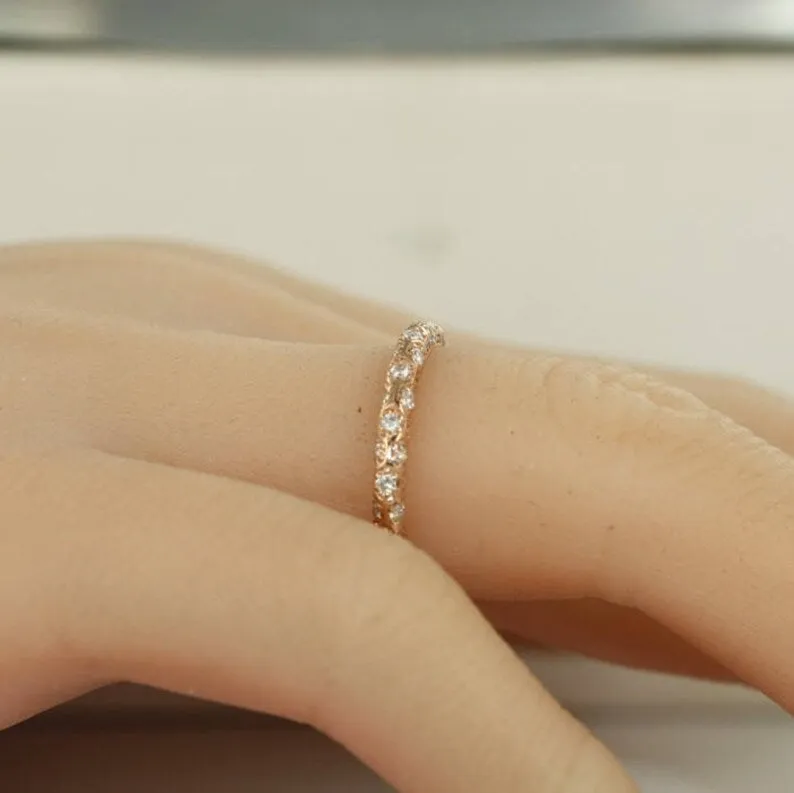 Hexagon Diamond Eternity Ring in 14K Gold