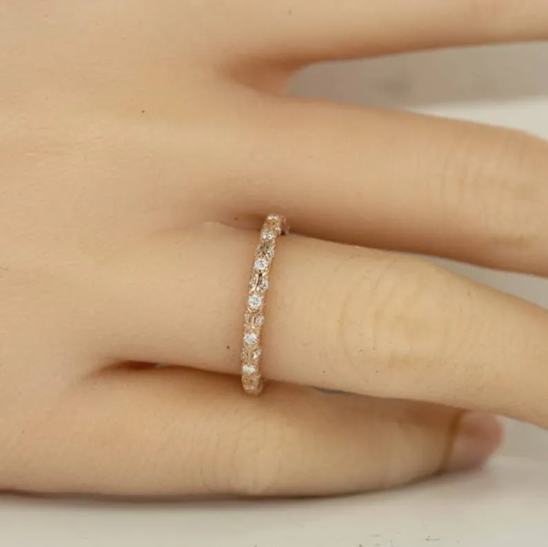 Hexagon Diamond Eternity Ring in 14K Gold