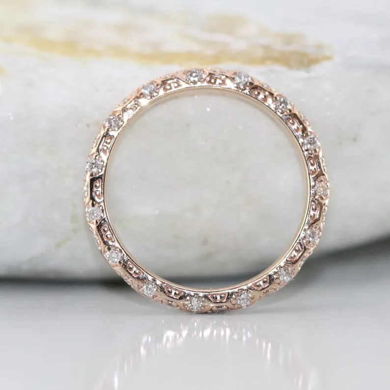 Hexagon Diamond Eternity Ring in 14K Gold