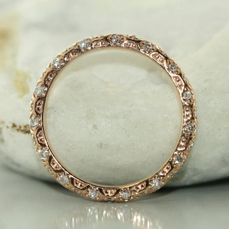 Hexagon Diamond Eternity Ring in 14K Gold