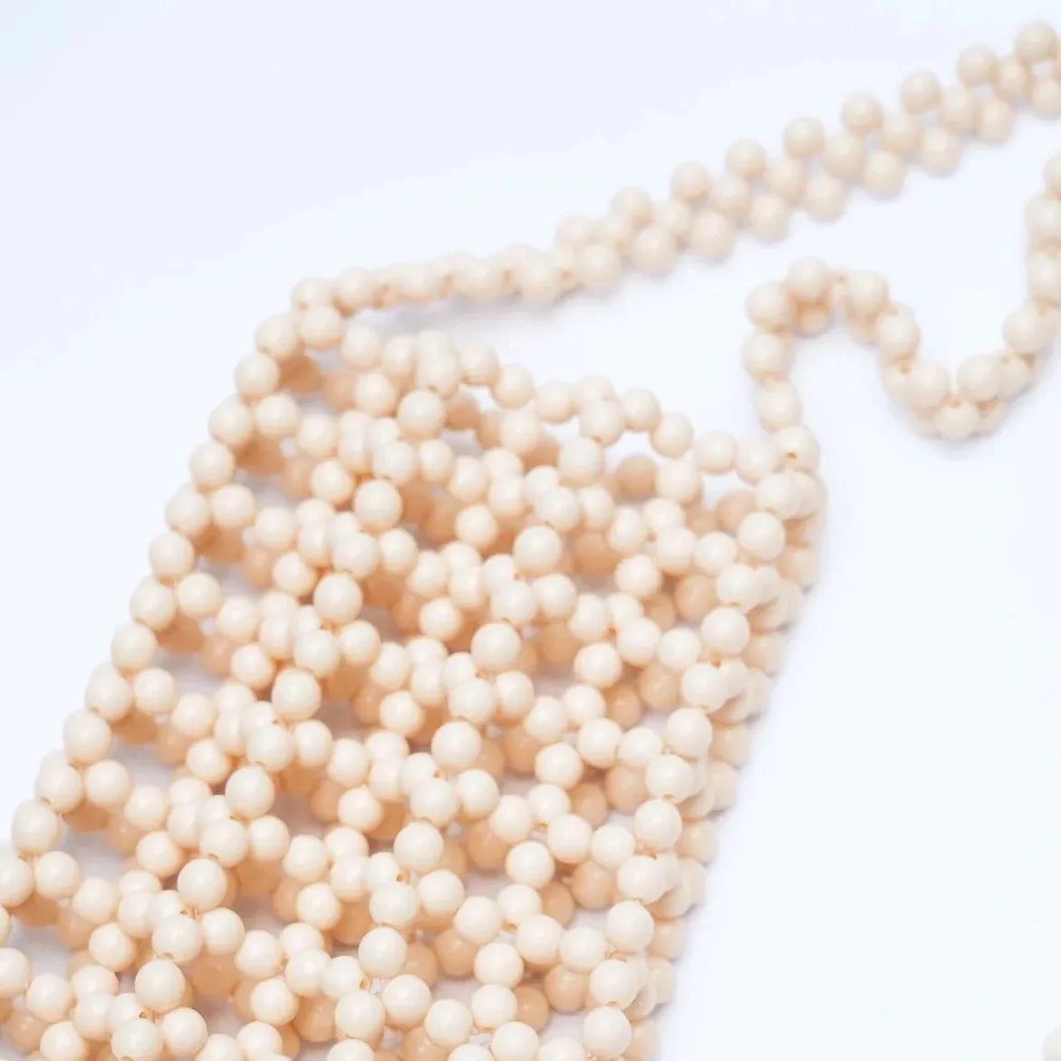 HIBISCUS THE LABEL BEADED PHONE BAG: CREAM