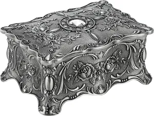 Hipiw Vintage Jewelry Organizer Box - Metal Trinket Storage Box Ornate Treasure Chest Box Jewelry Decorative box Keepsake Gift Box Case for Women Girls,4.9"x3.4"x2.7"