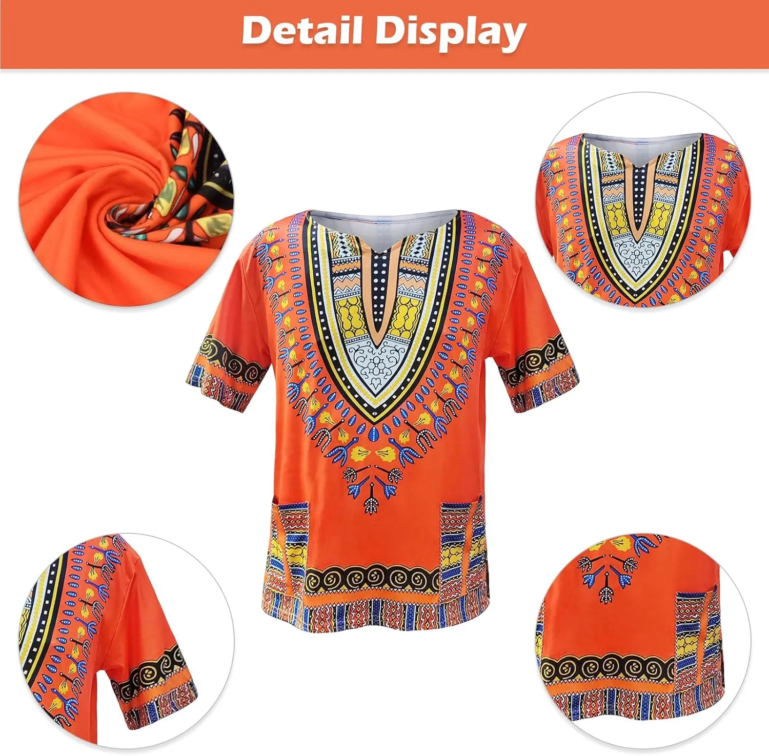 Hippie Men's 60s and 70s Hippie Clothing Tribal African Shirt Wig Sunglasses Peace Logo Necklace 4-piece Set Theme party