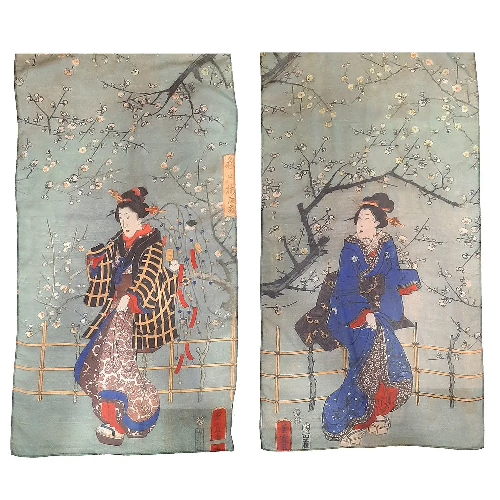 Hiroshige Two Geisha Art Scarf