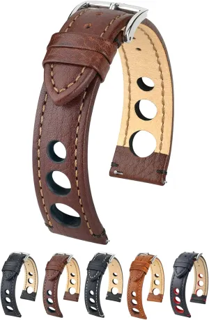 Hirsch Rally Artisan Calf Leather Watch Strap - Buffalo Calfskin - 18mm, 20mm, 22mm, 24mm - Length - Attachment Width/Buckle Width - Quick Release Watch Band