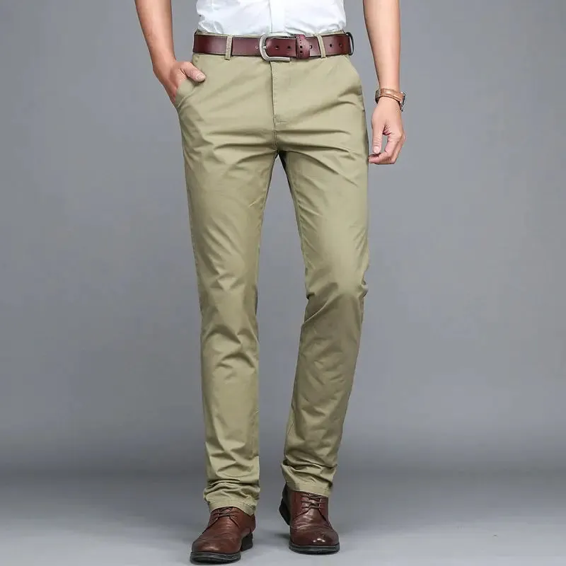 Hnzxzm Summer Thin Slim Men Business Suit Pants Streetwear Fashion Korean Male Clothing Cotton Solid Daily Casual Straight Trousers 42