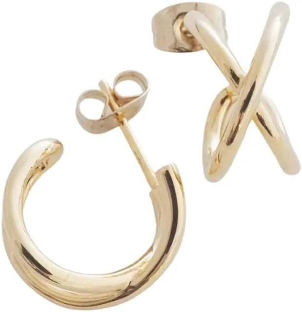 HONEYCAT Thick Crossover Hoop Earrings | Minimalist, Delicate Jewelry