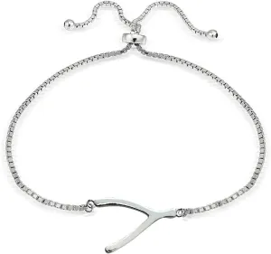 Hoops & Loops Sterling Silver Wishbone Polished Adjustable Bracelet
