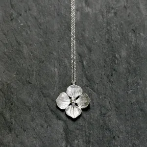 Hydrangea Flower Silver Necklace - Floral Jewellery