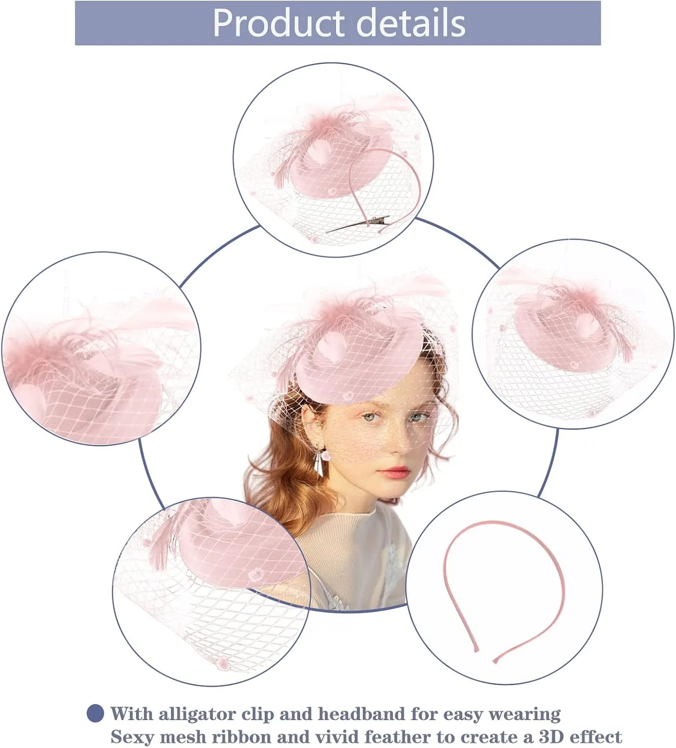 Ibeauti Fascinator Hats with Screentouch Lace Gloves Set for Women Tea Party Cocktail Wedding Derby Headwear Short Gloves