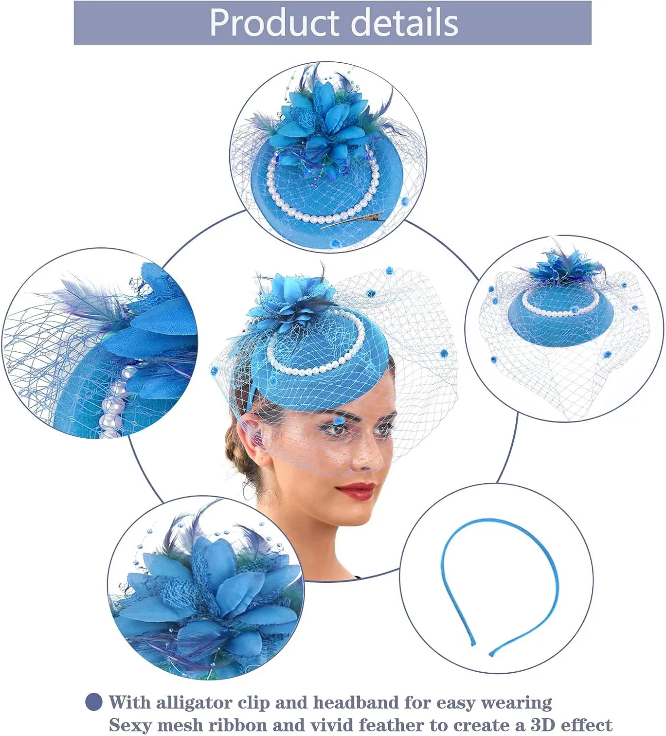 Ibeauti Fascinator Hats with Screentouch Lace Gloves Set for Women Tea Party Cocktail Wedding Derby Headwear Short Gloves