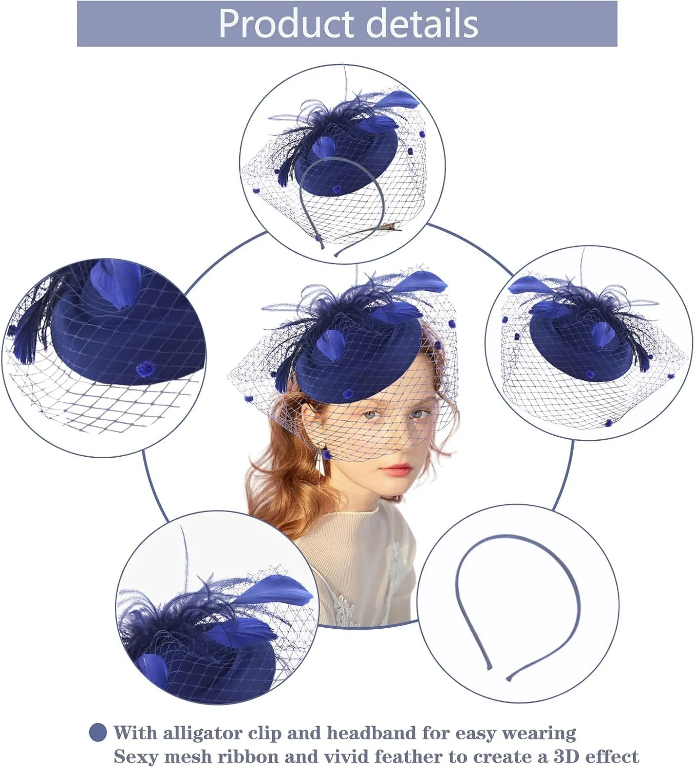 Ibeauti Fascinator Hats with Screentouch Lace Gloves Set for Women Tea Party Cocktail Wedding Derby Headwear Short Gloves