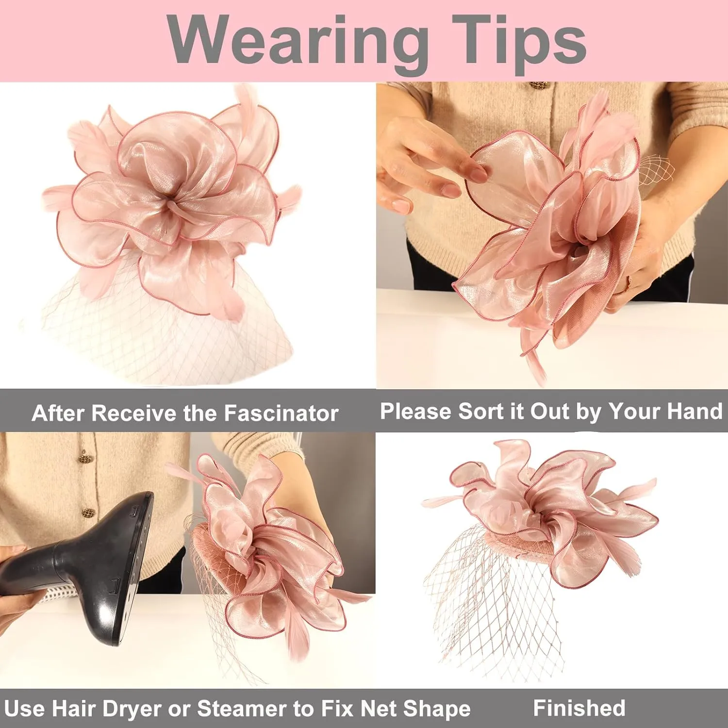 Ibeauti Fascinator Hats with Screentouch Lace Gloves Set for Women Tea Party Cocktail Wedding Derby Headwear Short Gloves