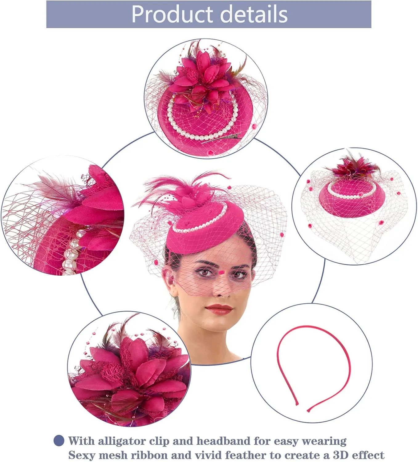 Ibeauti Fascinator Hats with Screentouch Lace Gloves Set for Women Tea Party Cocktail Wedding Derby Headwear Short Gloves