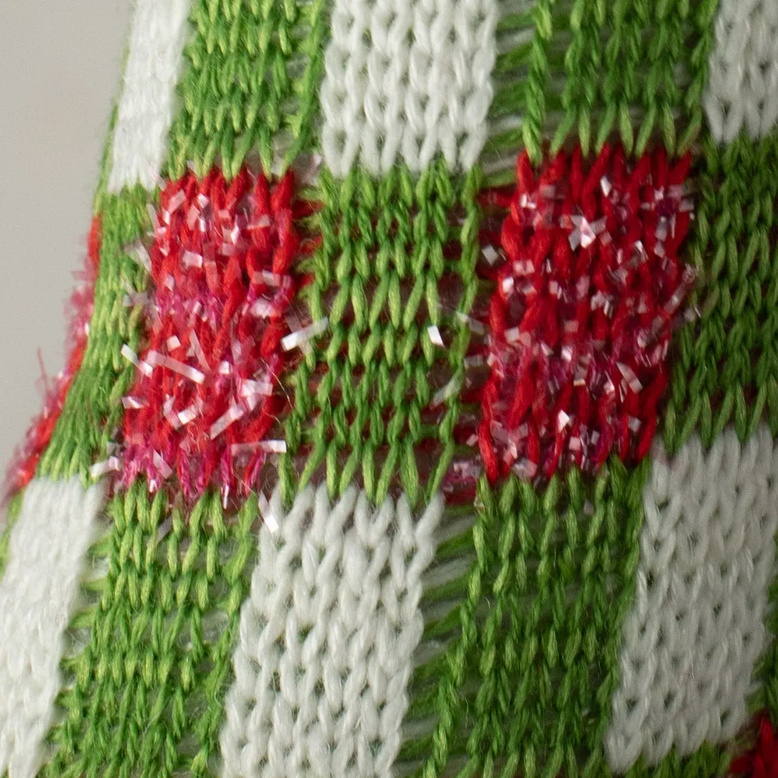 Ice Skater Wreath Accent: Green Check