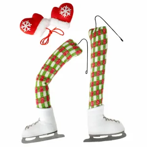 Ice Skater Wreath Accent: Green Check