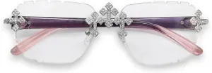 ICE STAR Iced-Out Triple Cross Sunglasses - Diamond-Cut Frameless Shades for Women, Hip-Hop Luxury Eyewear